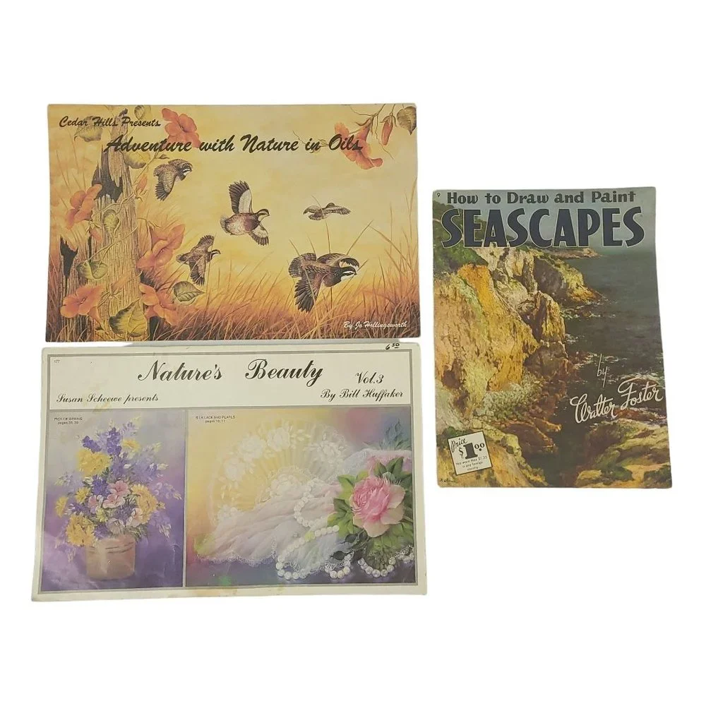 Vintage Painting Books Lot Of 3 Seascapes Landscapes Flowers Wildlife Nature Art